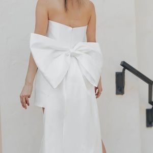 White Bridal Shower Dress with Bow